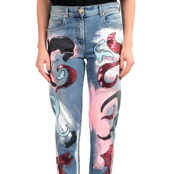 Versace Women's Embellished Denim Skinny Leg Jeans